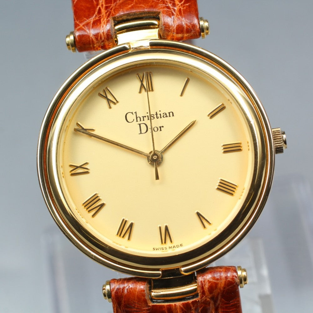 Near MINT Christian Dior 3006 Gold Quartz 32mm Men's Watch
