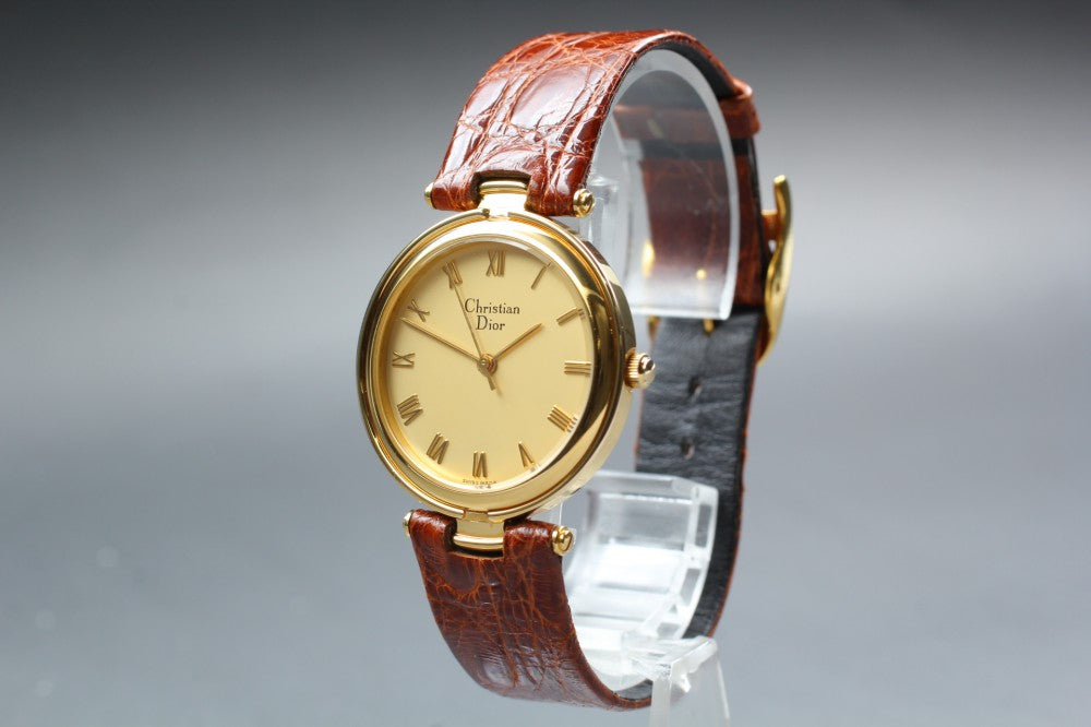 Near MINT Christian Dior 3006 Gold Quartz 32mm Men's Watch
