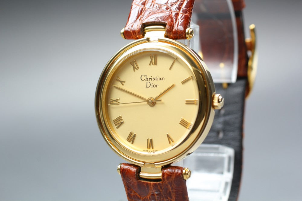 Near MINT Christian Dior 3006 Gold Quartz 32mm Men's Watch