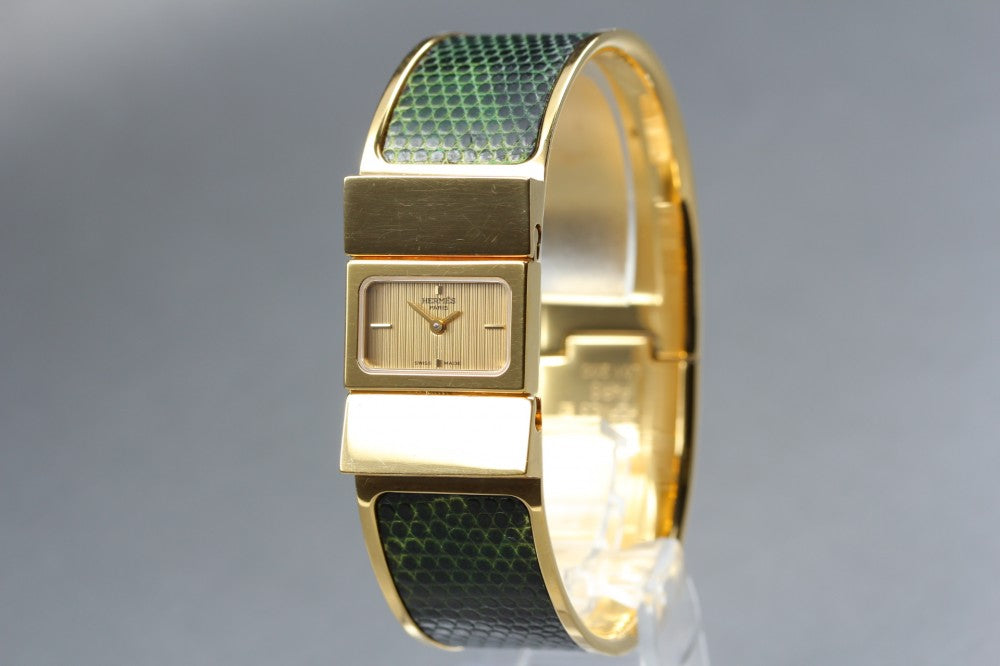 Near MINT HERMES Loquet L01.201 Gold Quartz 19mm Ladies Watch