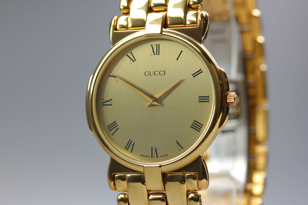 Near MINT GUCCI 3400M Gold Quartz 30mm Men's Watch