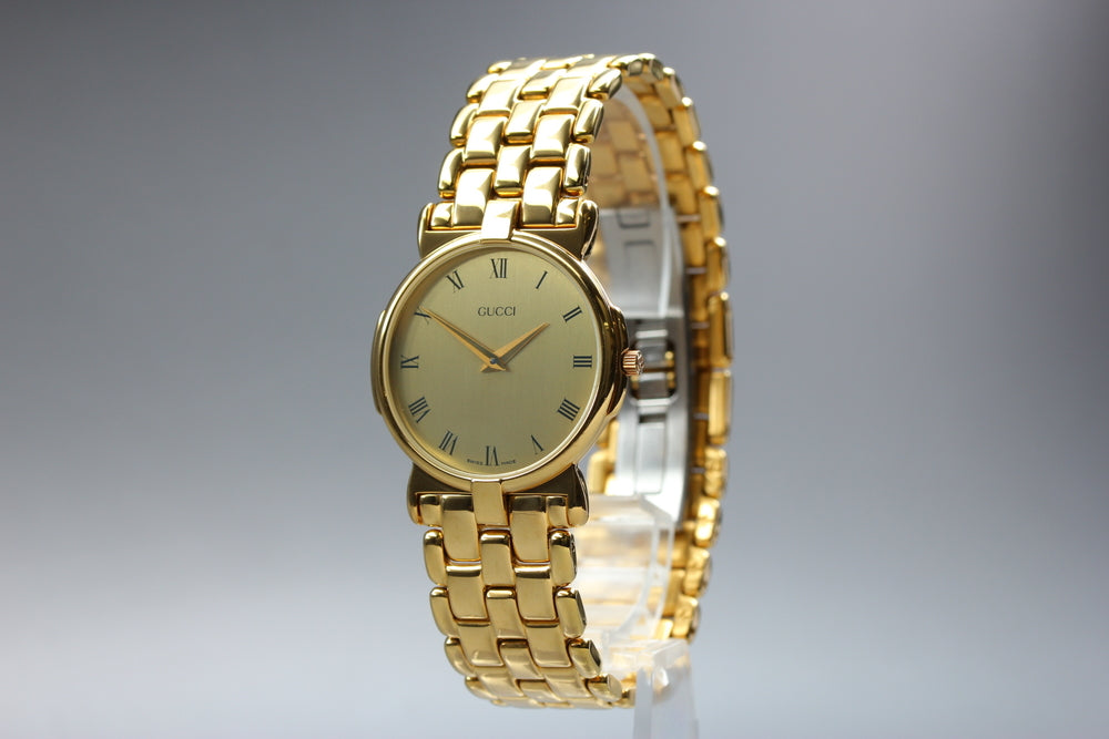 Near MINT GUCCI 3400M Gold Quartz 30mm Men's Watch