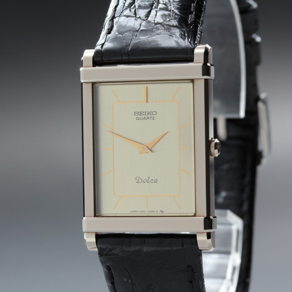 Near MINT SEIKO Dolce 1220-5110 Gold Quartz 22.5mm Men's Watch 1984