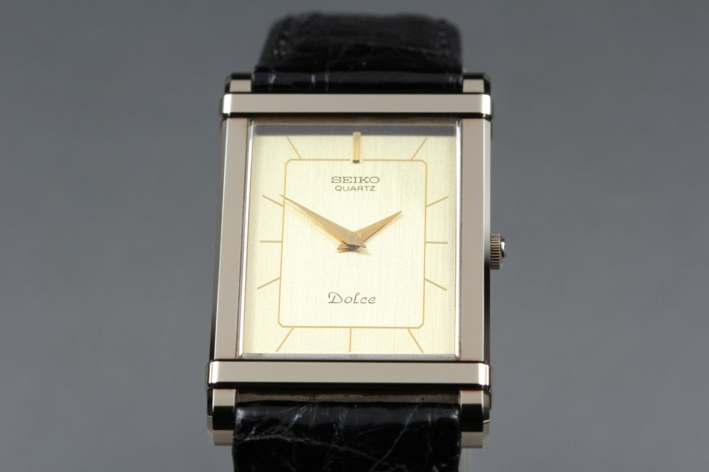 Near MINT SEIKO Dolce 1220-5110 Gold Quartz 22.5mm Men's Watch 1984