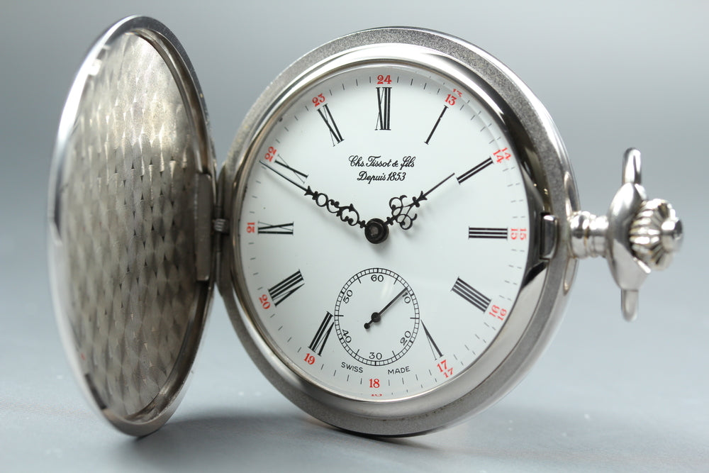 Near MINT TISSOT Sabonet T83.6.401.13 White Manual 48.6mm Men's Pocket Watch