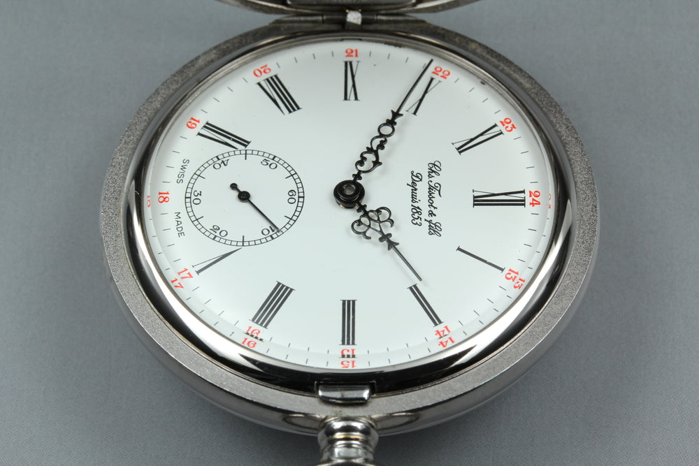 Near MINT TISSOT Sabonet T83.6.401.13 White Manual 48.6mm Men's Pocket Watch