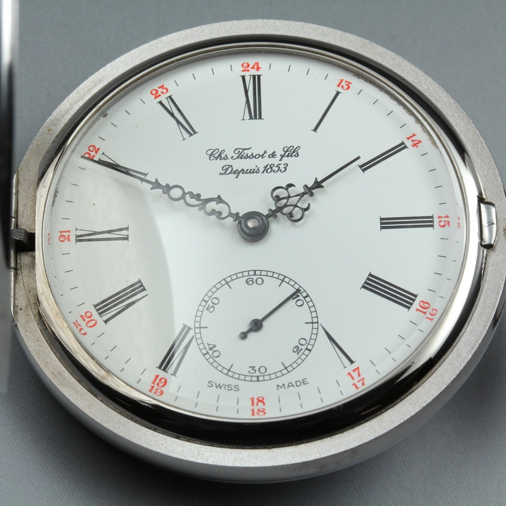 Near MINT TISSOT Sabonet T83.6.401.13 White Manual 48.6mm Men's Pocket Watch