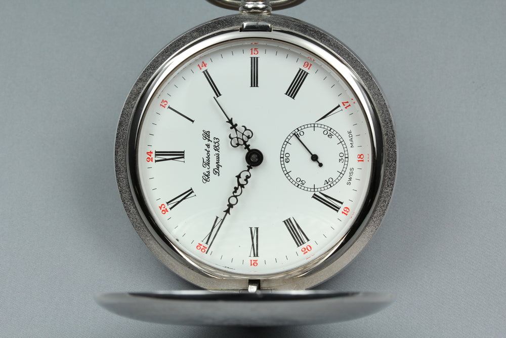 Near MINT TISSOT Sabonet T83.6.401.13 White Manual 48.6mm Men's Pocket Watch