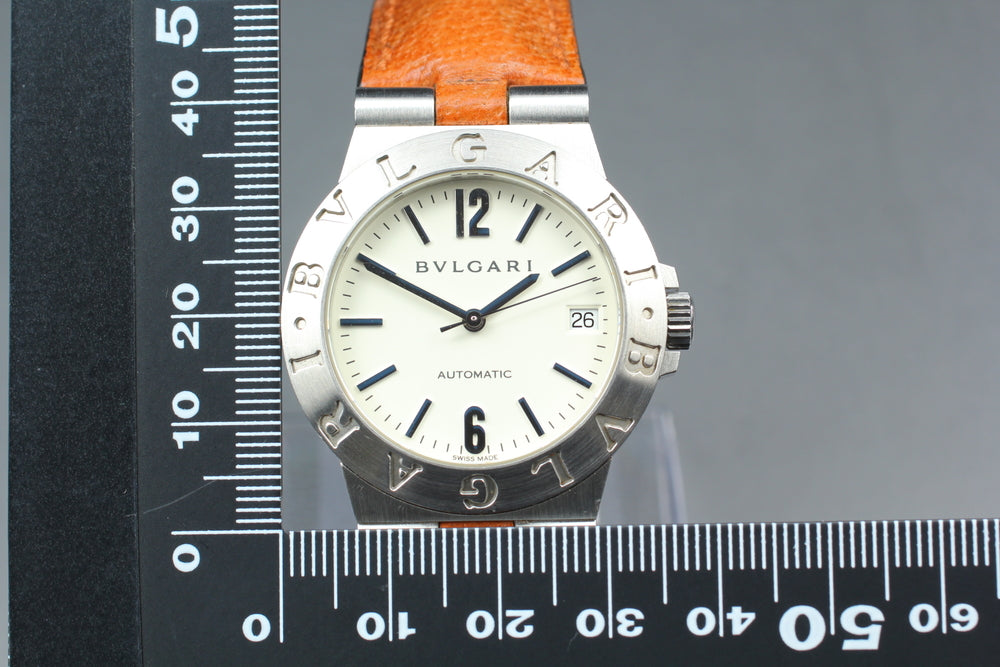 Near MINT BVLGARI Diagono LCV35S White Auto 35.4mm Men's Watch