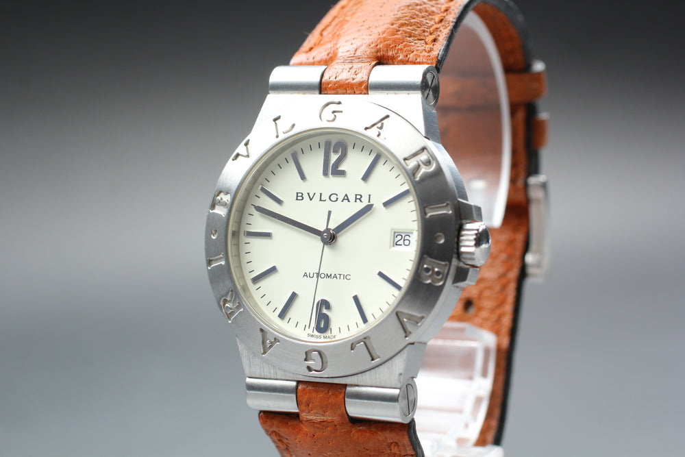 Near MINT BVLGARI Diagono LCV35S White Auto 35.4mm Men's Watch