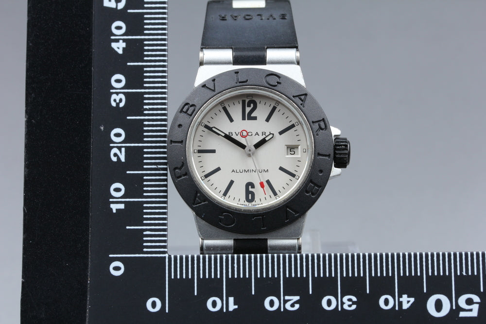 Near MINT BVLGARI Aluminum AL29TA Silver Quartz 29mm Ladies Watch