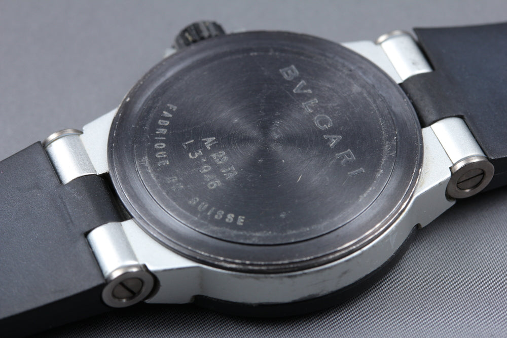 Near MINT BVLGARI Aluminum AL29TA Silver Quartz 29mm Ladies Watch