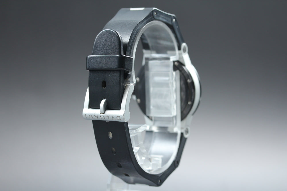 Near MINT BVLGARI Aluminum AL32A Silver Quartz 32mm Unisex Watch