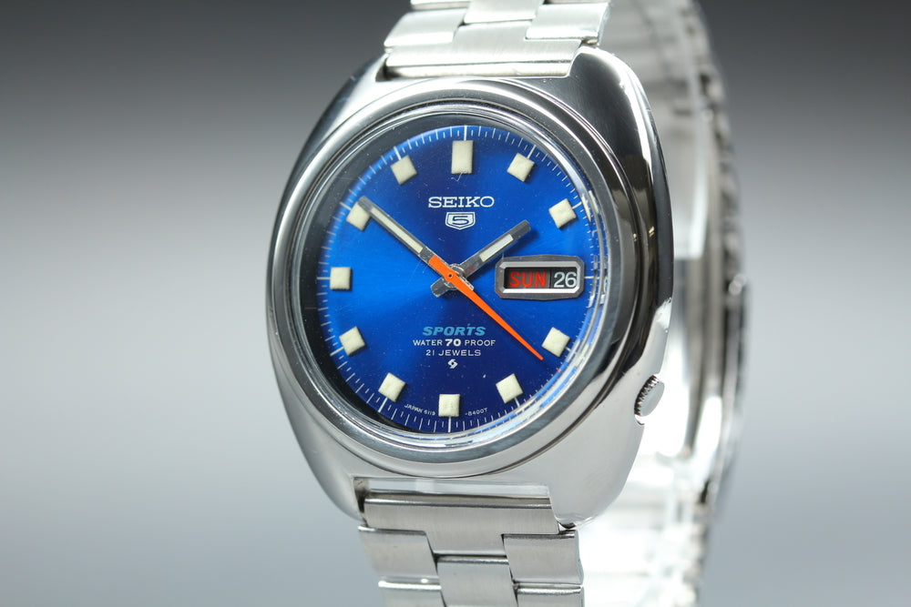 Near MINT SEIKO Seiko 5 Sports 6119-8310 Blue Auto 39.1mm Men's Watch 1969