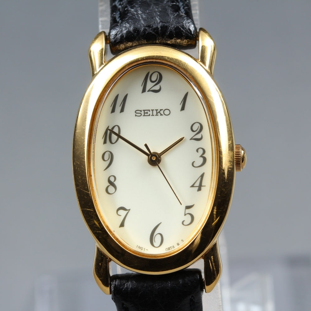 Near MINT SEIKO 1N01-0HV0 White Quartz 21mm Ladies Watch