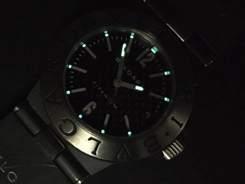 Near MINT BVLGARI Diagono Titanium TI32TA Black Quartz 32mm Men's Watch