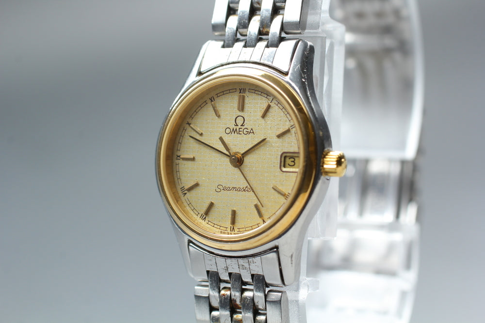 Near MINT OMEGA Seamaster 596.0073 Cal.1426 Gold Quartz 22.6mm Ladies Watch