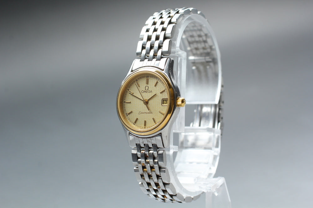 Near MINT OMEGA Seamaster 596.0073 Cal.1426 Gold Quartz 22.6mm Ladies Watch