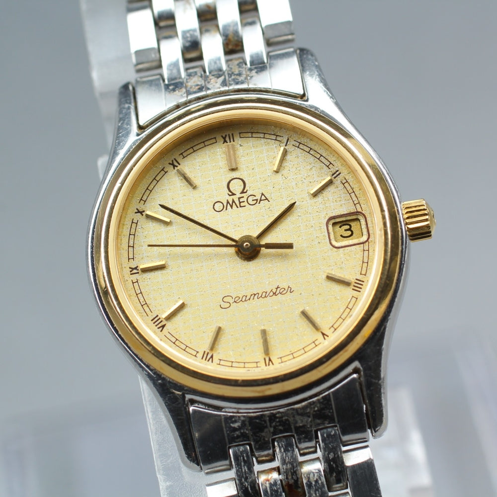 Near MINT OMEGA Seamaster 596.0073 Cal.1426 Gold Quartz 22.6mm Ladies Watch