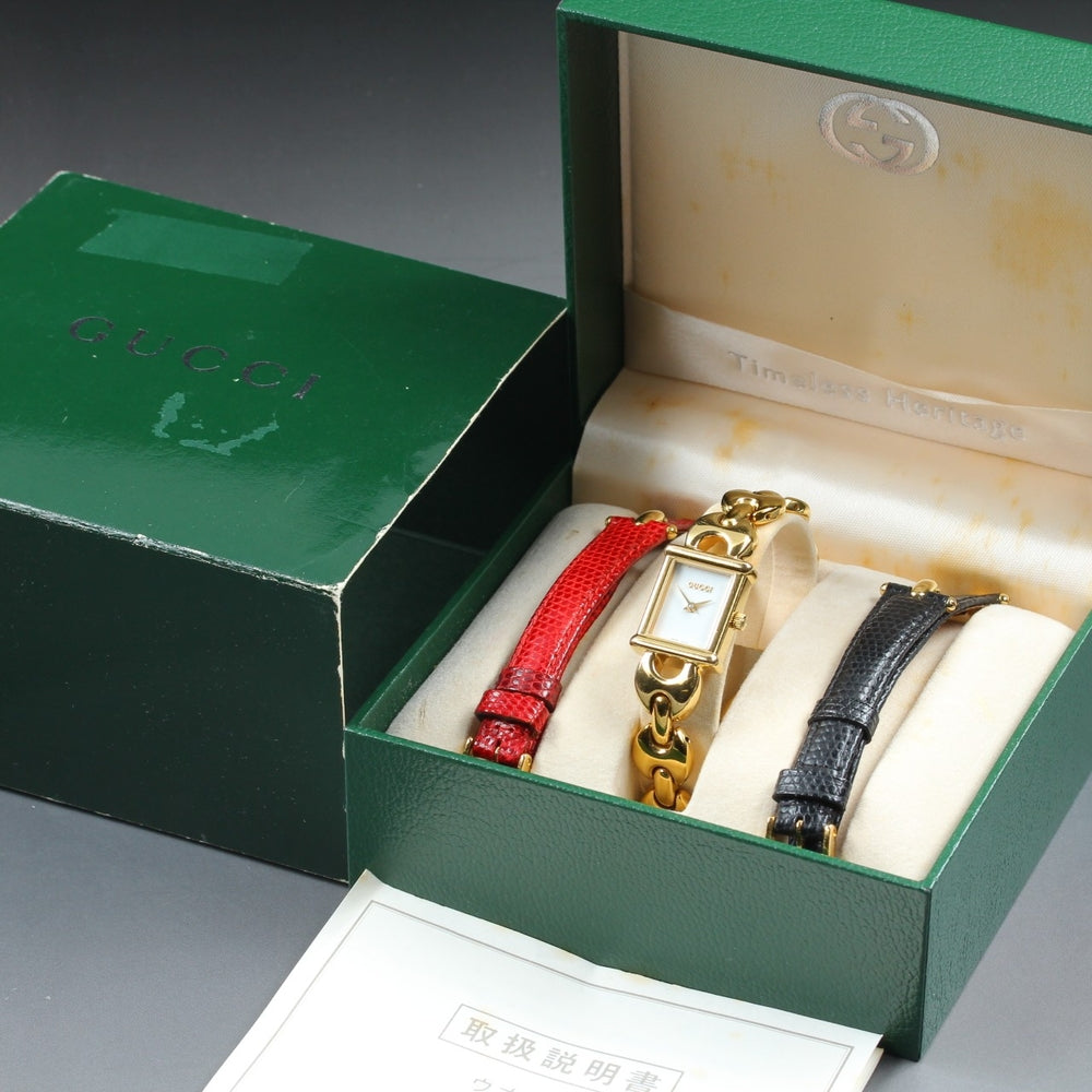 Near MINT GUCCI 1800L White Quartz 16.3mm Ladies Watch