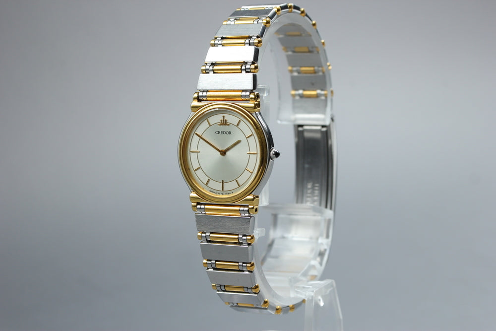 Near MINT SEIKO Credor 2F70-0140 Silver Quartz 23.3mm Ladies Watch 1996