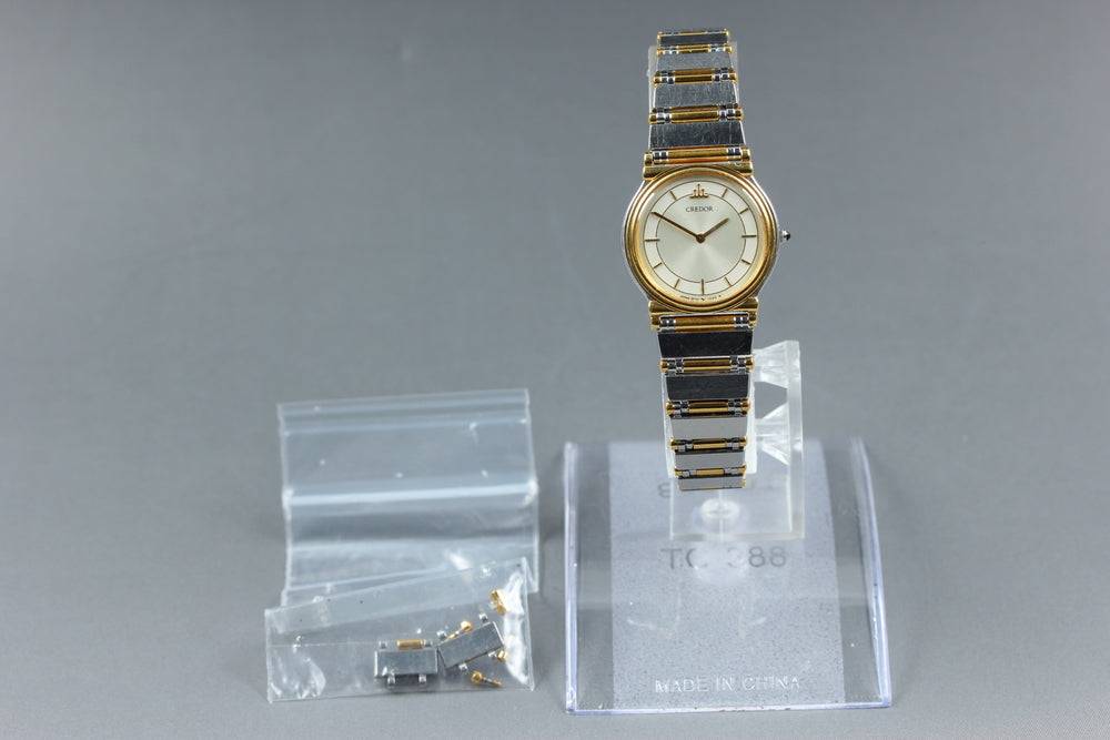Near MINT SEIKO Credor 2F70-0140 Silver Quartz 23.3mm Ladies Watch 1996