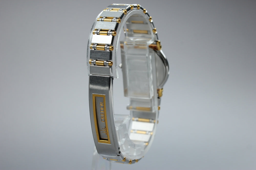 Near MINT SEIKO Credor 2F70-0140 Silver Quartz 23.3mm Ladies Watch 1996