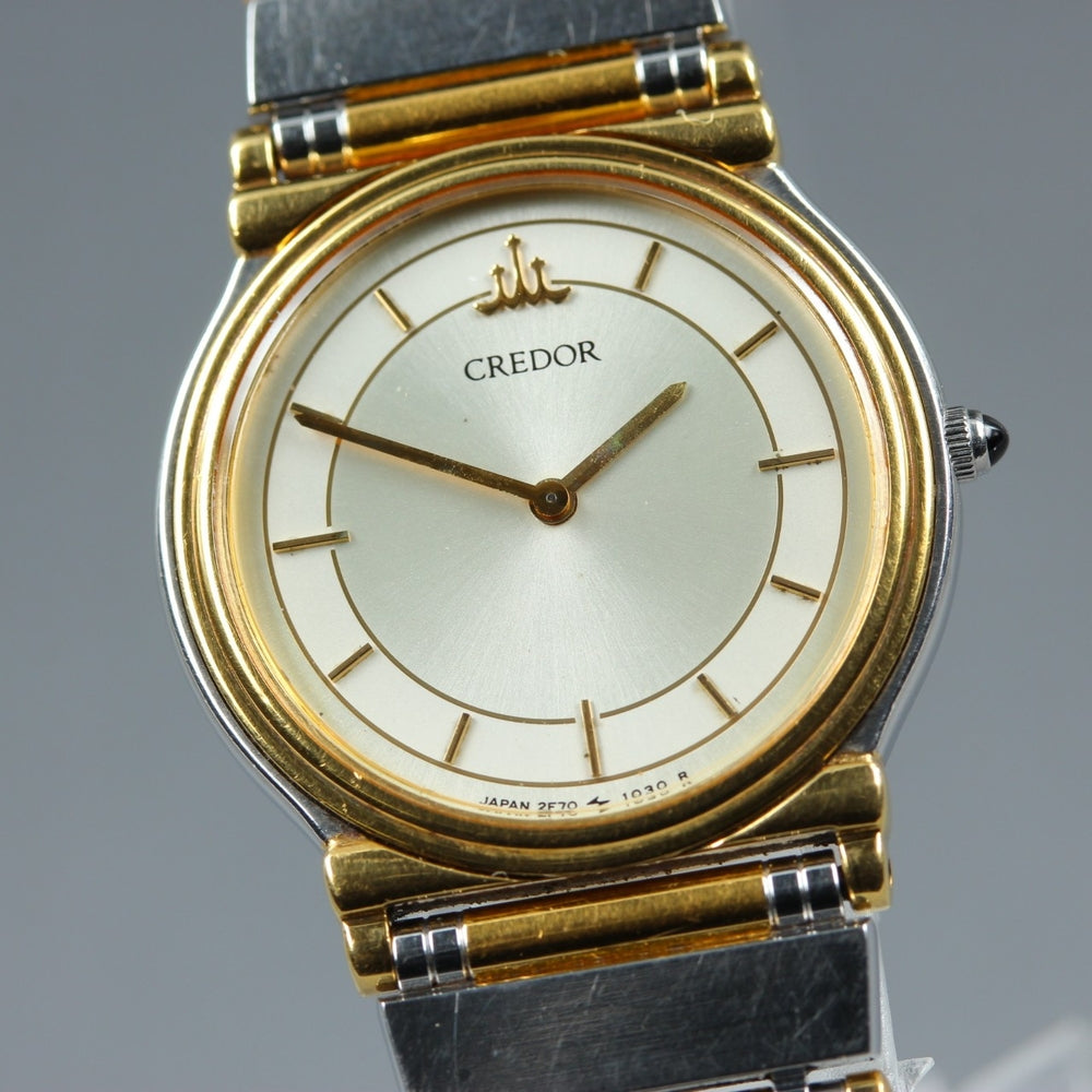 Near MINT SEIKO Credor 2F70-0140 Silver Quartz 23.3mm Ladies Watch 1996