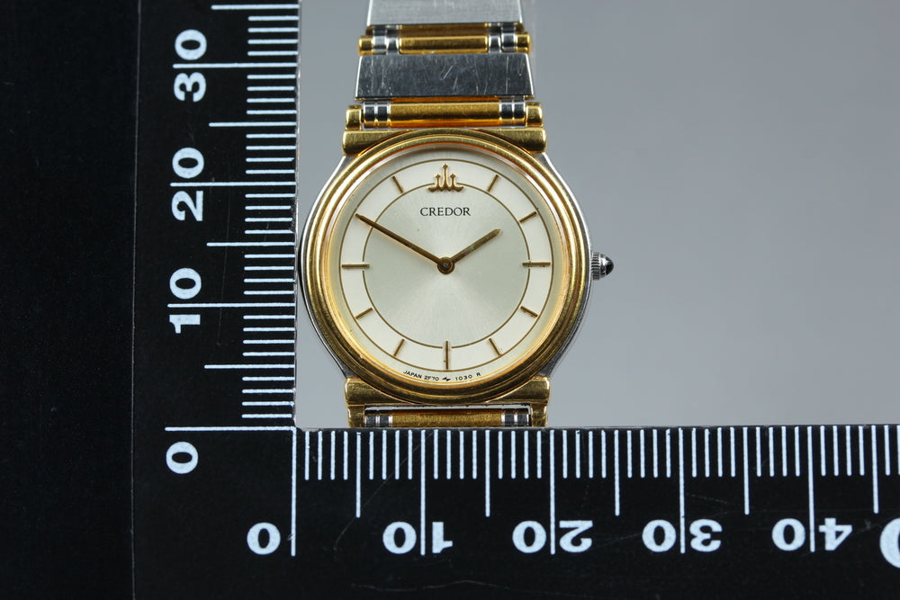 Near MINT SEIKO Credor 2F70-0140 Silver Quartz 23.3mm Ladies Watch 1996