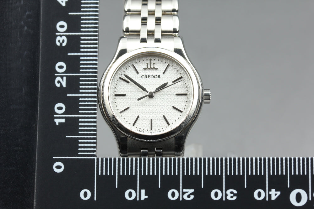 Near MINT SEIKO Credor GSBA055/4J85-0A20 Silver Quartz 25mm Ladies Watch