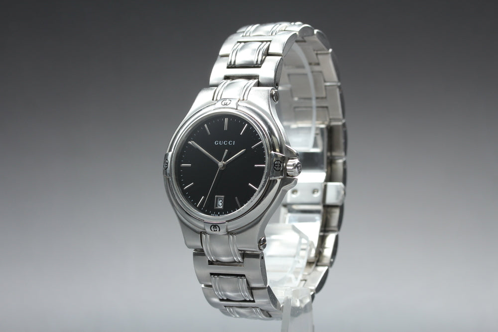 Near MINT GUCCI 9040M Black Quartz 35mm Men's Watch