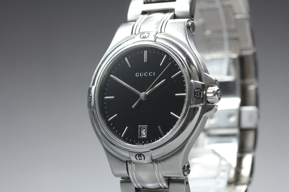Near MINT GUCCI 9040M Black Quartz 35mm Men's Watch