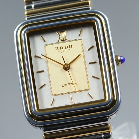 Near MINT RADO Diastar 110.9536.3 Silver/Gold Quartz 25.4mm Unisex Watch