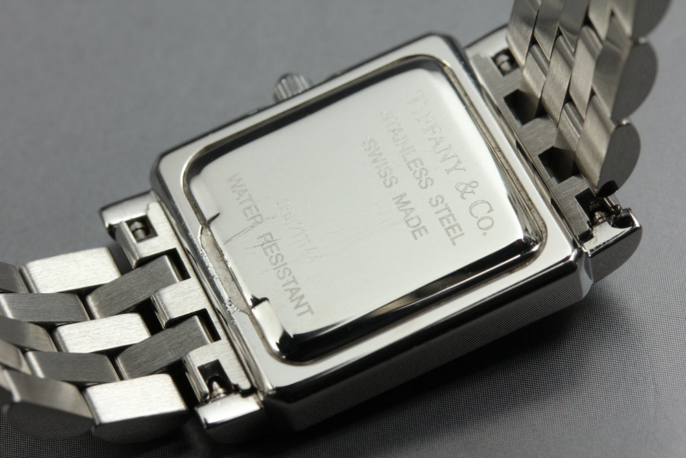 Near MINT TIFFANY&Co. Classic Square 525.1033 White Quartz 23.4mm Ladies Watch