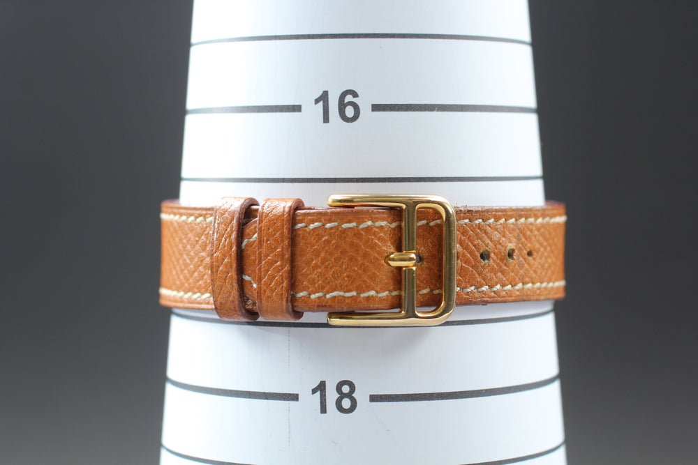 Near MINT HERMES Sellier SE3.420 Gold Quartz 30mm Unisex Watch