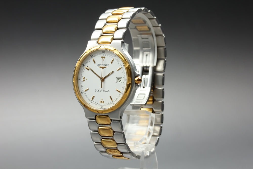 Near MINT LONGINES Conquest 4018 White Quartz 34.9mm Men's Watch