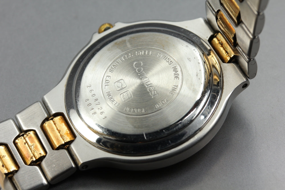Near MINT LONGINES Conquest 4018 White Quartz 34.9mm Men's Watch