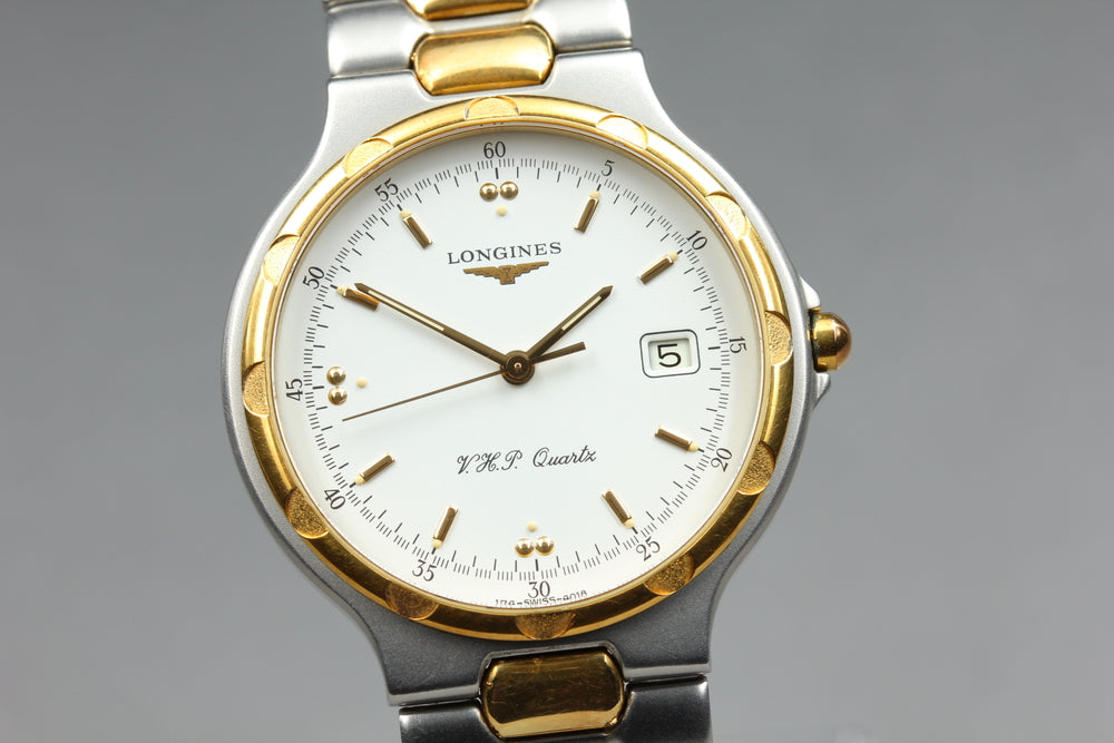 Near MINT LONGINES Conquest 4018 White Quartz 34.9mm Men's Watch