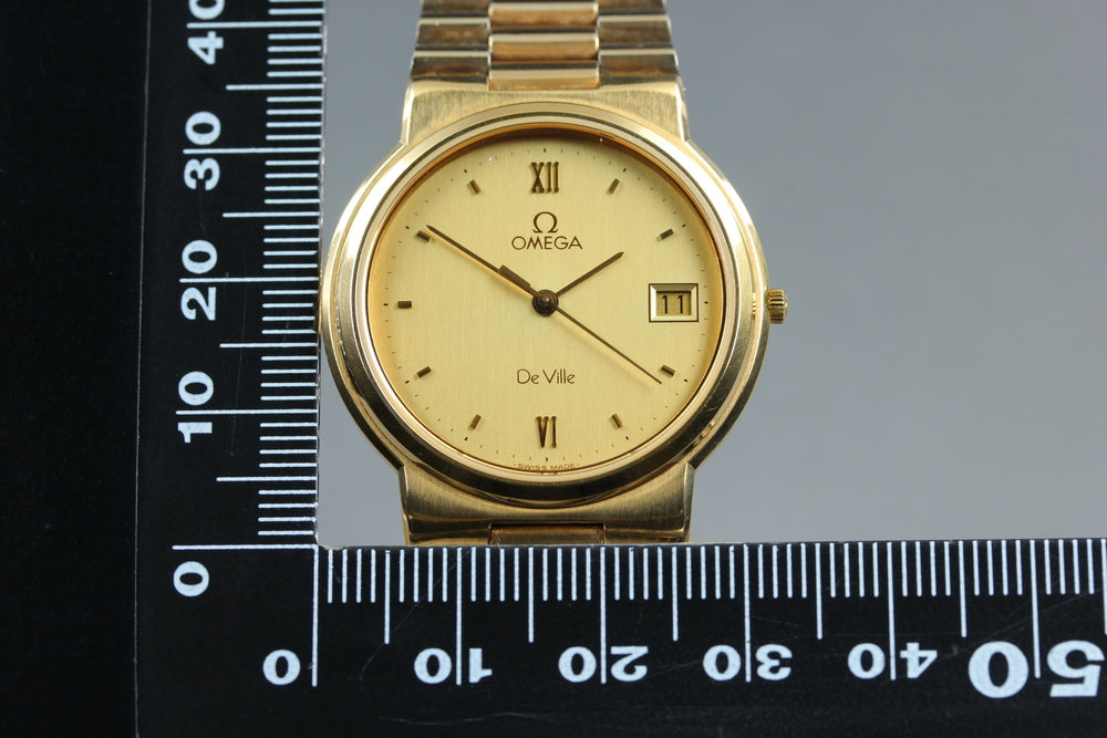 Near MINT OMEGA De Ville 196.0025/396.0950 Cal.1430 Gold Quartz 32mm Men's Watch