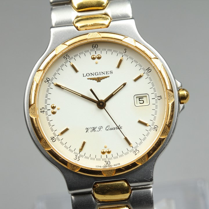 Near MINT LONGINES Conquest 4018 White Quartz 34.6mm Men's Watch