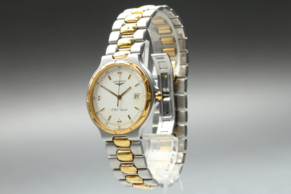 Near MINT LONGINES Conquest 4018 White Quartz 34.6mm Men's Watch