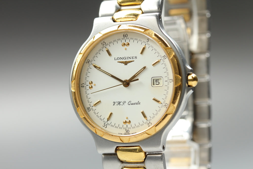 Near MINT LONGINES Conquest 4018 White Quartz 34.6mm Men's Watch