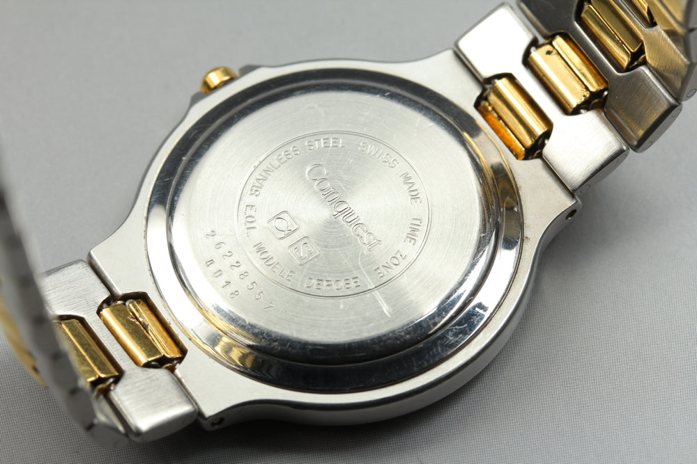 Near MINT LONGINES Conquest 4018 White Quartz 34.6mm Men's Watch