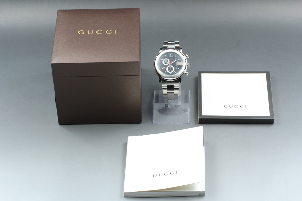 Near MINT GUCCI YA101361/101M Black Quartz 43mm Men's Watch