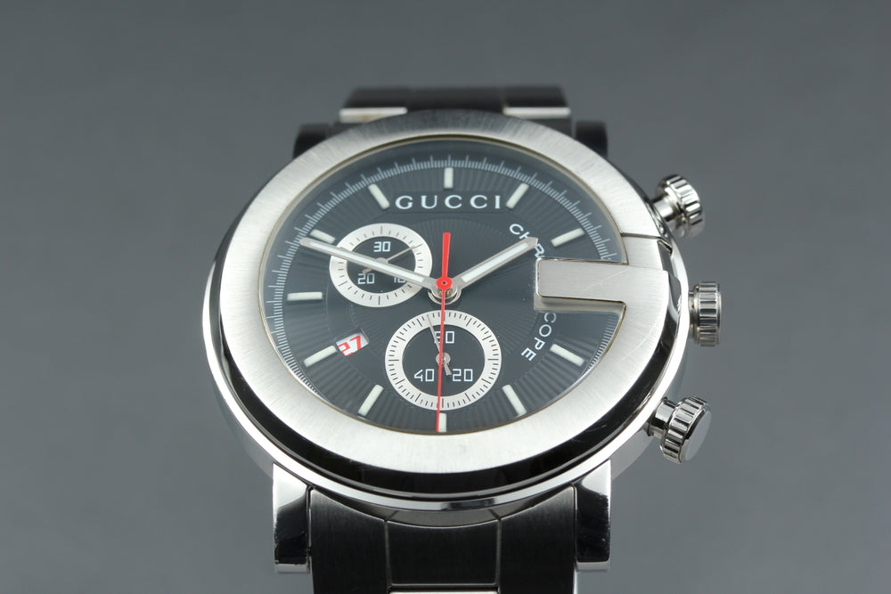 Near MINT GUCCI YA101361/101M Black Quartz 43mm Men's Watch