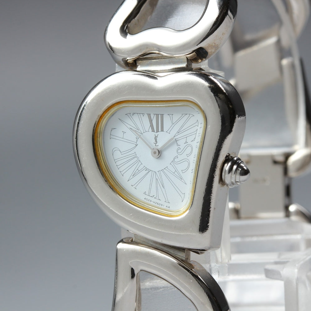 Near MINT Yves Saint Laurent 4520-H15556 White Quartz 23.6mm Ladies Watch