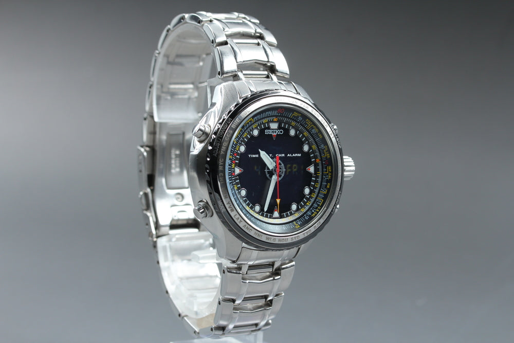 SEIKO Prospex Sky Professional H023-0010 Black Quartz 41.6mm Men's Watch 1991