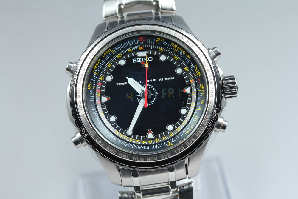 SEIKO Prospex Sky Professional H023-0010 Black Quartz 41.6mm Men's Watch 1991