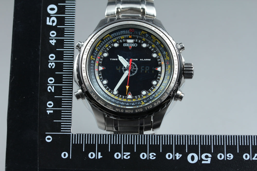 SEIKO Prospex Sky Professional H023-0010 Black Quartz 41.6mm Men's Watch 1991