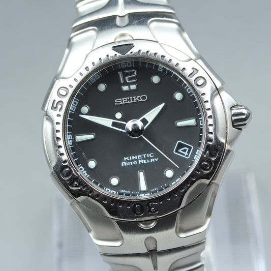 SEIKO Kinetic 5J22-0A50 Black Quartz 39mm Men's Watch